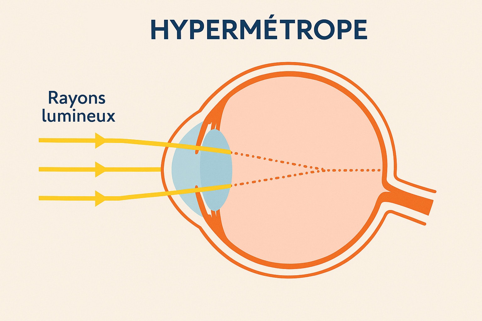 Schéma œil hypermétrope